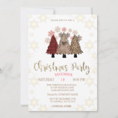 Pine Trees Sneeuwvlokken Buffalo Plaid Kerstmis Kaart (Voorkant)