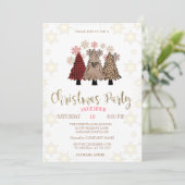 Pine Trees Sneeuwvlokken Buffalo Plaid Kerstmis Kaart (Staand voorkant)