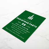 Pine Trees Snow Falling Christmas Party Folie Uitnodiging (Gedraaid)