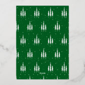 Pine Trees Snow Falling Christmas Party Folie Uitnodiging (Achterkant)