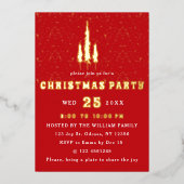 Pine Trees Snow Falling Christmas Party Uitnodigin Folie Feestdagenkaart (Voorkant)