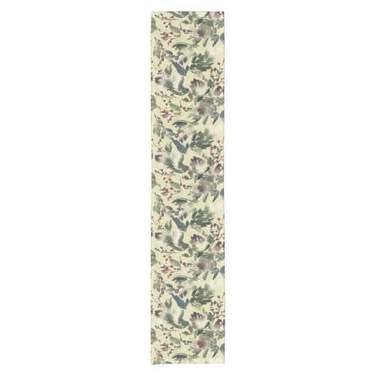 Pine Trees Snow Holly Table Runner Korte Tafelloper (Voorkant)