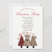 Pine Trees Snow Red Pset met kerstfeest Kaart (Voorkant)