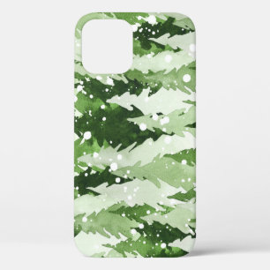 Pine Trees Snow: Waterverf Kerstmis. Case-Mate iPhone Case