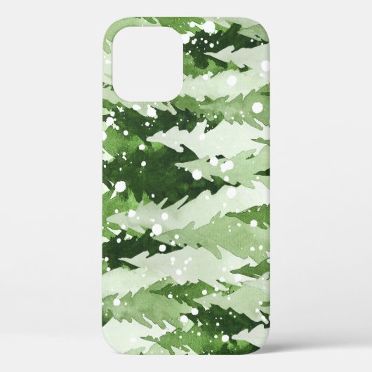 Pine Trees Snow: Waterverf Kerstmis. Case-Mate iPhone Case (Achterkant)