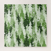 Pine Trees Snow: Waterverf Kerstmis. Legpuzzel (Verticaal)