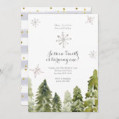 Pine Trees Snowflakes 1e verjaardag Kaart (Voorkant / Achterkant)