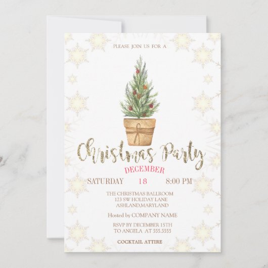 Pine Trees Snowflakes kerstfeest Kaart (Voorkant)