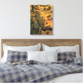 Pine Trees tegen een Rode Hemel en het Plaatsen Zo Canvas Afdruk (Insitu (Slaapkamer))