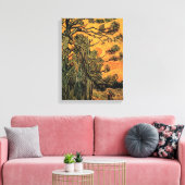 Pine Trees tegen een Rode Hemel en het Plaatsen Zo Canvas Afdruk (Insitu (Woonkamer))