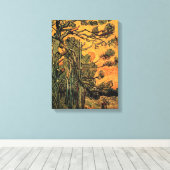 Pine Trees tegen een Rode Hemel en het Plaatsen Zo Canvas Afdruk (Insitu (Houten vloer))