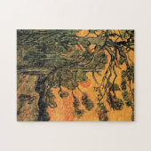 Pine Trees tegen een Rode Hemel met het Plaatsen v Legpuzzel (Horizontaal)