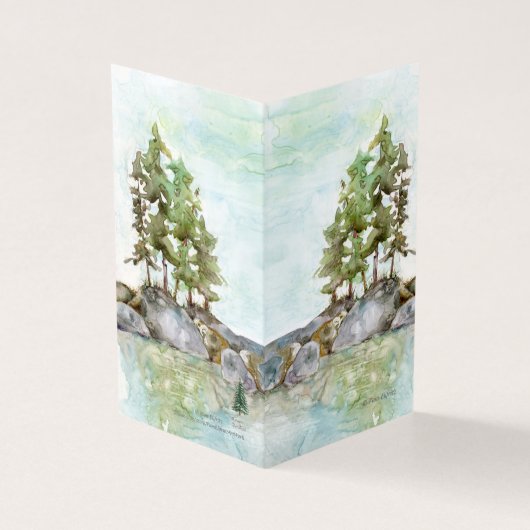 Pine Trees water & Rocks waterverf van BWCAW, MN Kaart (Buitenkant)