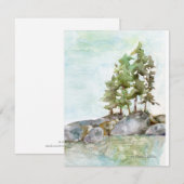 Pine Trees water & Rocks waterverf van BWCAW, MN Notitiekaartje (Voorkant / Achterkant)
