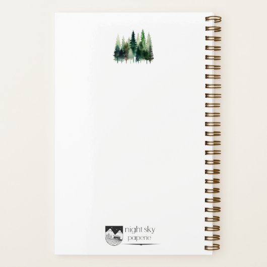Pine Trees Watercolor Spiral Notebook  Notitieboek (Achterkant)