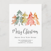 Pine Trees Waterverf New Home Vakantie Verhuizen Aankondigingskaart (Voorkant)