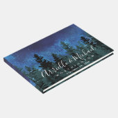 Pine Trees Waterverf Rustieke Evergreen Bruiloft Gastenboek (Hoek)