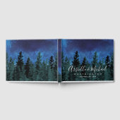 Pine Trees Waterverf Rustieke Evergreen Bruiloft Gastenboek (Volledig)