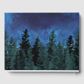 Pine Trees Waterverf Rustieke Evergreen Bruiloft Gastenboek (Achterkant)