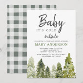 Pine Trees Winter Baby shower Kaart (Voorkant / Achterkant)