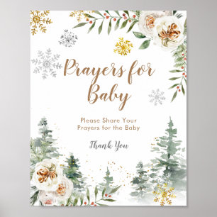 Pine Trees Winter Floral Prayers voor de Baby Poster