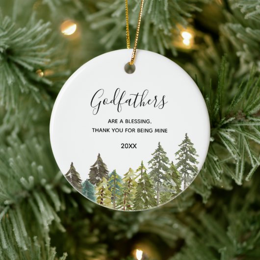 Pine Trees Winter Forest Godfathers Keramisch Ornament (Boom)