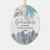 Pine Trees Winter Godmothers Blue Keramisch Ornament (Rechts)