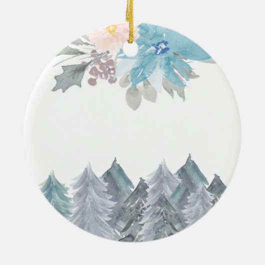 Pine Trees Winter Godmothers Blue Keramisch Ornament (Achterkant)