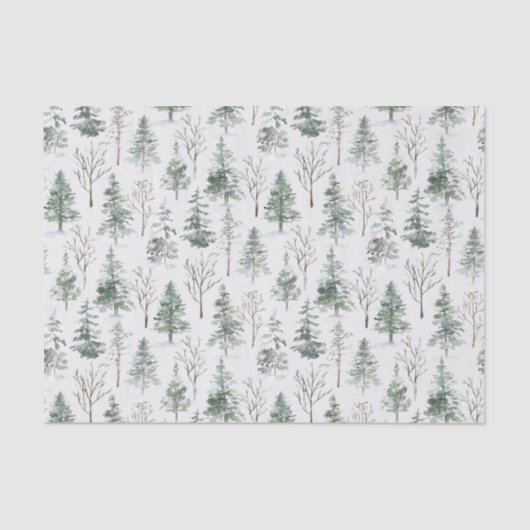 Pine Trees Winter Sneeuw Kerstmis Tissuepapier (Voorkant)
