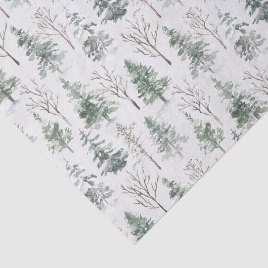 Pine Trees Winter Sneeuw Kerstmis Tissuepapier (Detail)