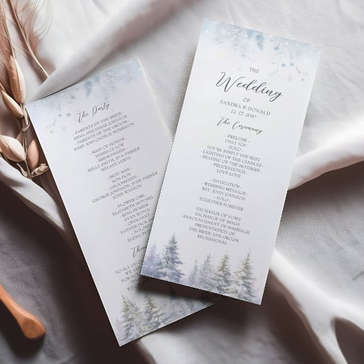 Pine Trees Winter Wedding Programma Programmakaart