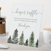 Pine Trees Woodland Baby shower Diaper Raffle Reclamebord Met Voetstuk (Insitu)