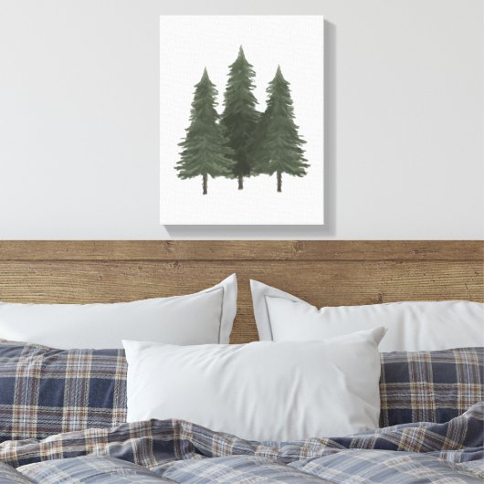 Pine Trees Woodland Canvas Afdruk (Insitu (Slaapkamer))