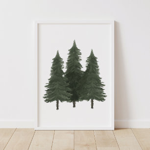 Pine Trees Woodland Nursery Decor Poster