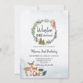 Pine Trees Woodland Winter Onederland Birthday Kaart (Voorkant)