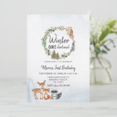 Pine Trees Woodland Winter Onederland Birthday Kaart (Staand voorkant)