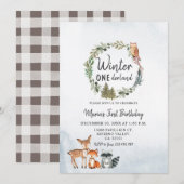Pine Trees Woodland Winter Onederland Birthday Kaart (Voorkant / Achterkant)