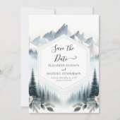 Pine Typography Mountain Wedding Save The Date (Voorkant)