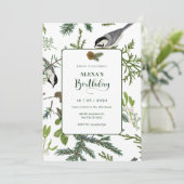 Pine verlaat vogelverjaardag kaart (Staand voorkant)
