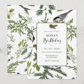 Pine verlaat vogelverjaardag kaart (Voorkant / Achterkant)