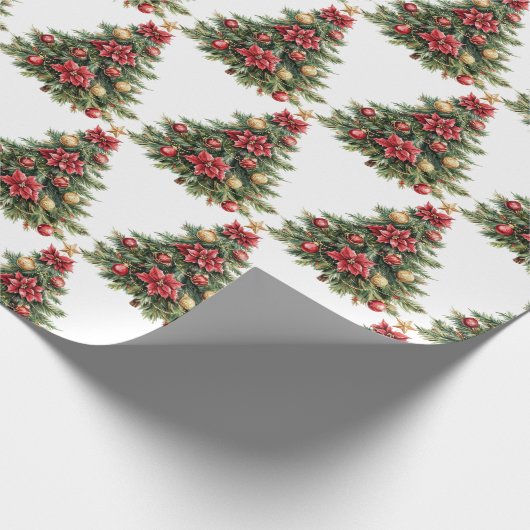 Pine Vintage Christmas Tree Gift  Cadeaupapier (Hoek)
