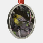 Pine Warbler Metalen Ornament (Rechts)