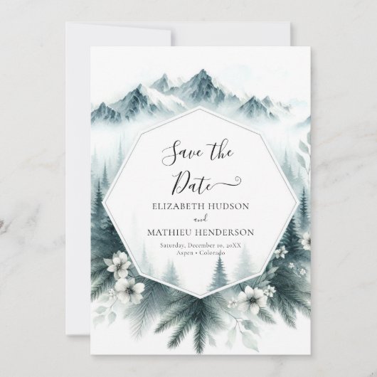 Pine Whimsical Mountain Wedding Save The Date (Voorkant)