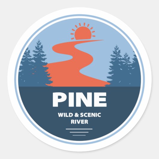 Pine Wild en Schilderachtig rivier Ronde Sticker (Voorkant)