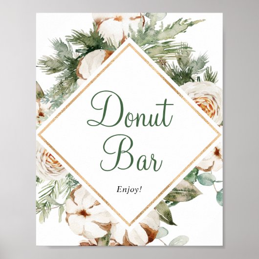 Pine Winter Donut Bar Bruiloftssalon Bord Poster (Voorkant)