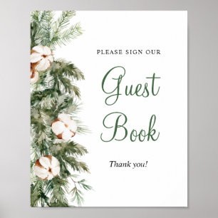 Pine Winter Guest Book Vrijgezellenfeest Sign Poster