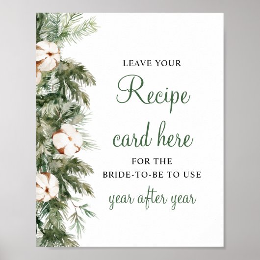Pine Winter Laat Je Recept Bruidsfeest Bord Poster (Voorkant)