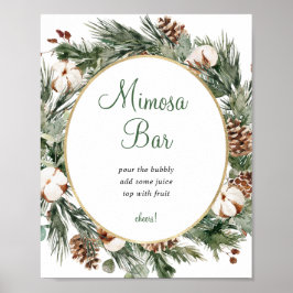 Pine Winter Mimosa Bar Bruiloft Borrel Bord Poster