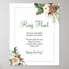 Pine Winter Vrijgezellenfeest Game Ring Hunt Sign Poster