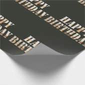 Pine Wood Font Happy Birthday Wrapping Paper Cadeaupapier (Hoek)